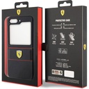 Samsung Galaxy Z Flip 5 Uyumlu Kılıf Ferrari Orjinal Lisanslı PU Deri Metal Logolu Multi Çizgili Kapak