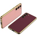 Samsung Galaxy S23 Uyumlu Kılıf Deri Görünümlü Kenarları Elektroplating Kaplama Zore Fizyon Kapak - 7
