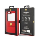 Samsung Galaxy Z Flip 5 Uyumlu Kılıf Ferrari Orjinal Lisanslı PU Deri Metal Logolu Multi Çizgili Kapak