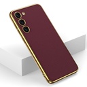 Samsung Galaxy S23 Uyumlu Kılıf Deri Görünümlü Kenarları Elektroplating Kaplama Zore Fizyon Kapak - 9