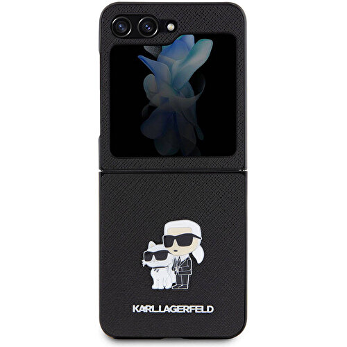 Samsung Galaxy Z Flip 5 Uyumlu Kılıf Karl Lagerfeld Orjinal Lisanslı K&C Metal Logolu Saffiano Kapak
