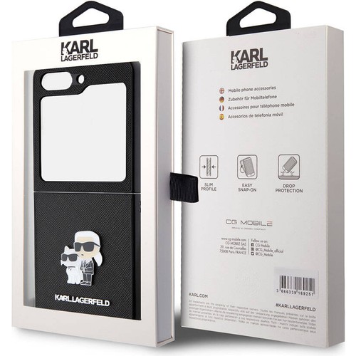 Samsung Galaxy Z Flip 5 Uyumlu Kılıf Karl Lagerfeld Orjinal Lisanslı K&C Metal Logolu Saffiano Kapak