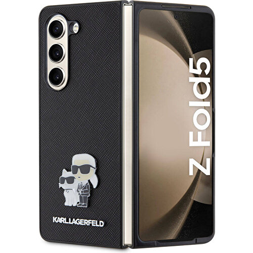 Samsung Galaxy Z Fold 5 Uyumlu Kılıf Karl Lagerfeld Orjinal Lisanslı K&C Metal Logolu Saffiano Kapak