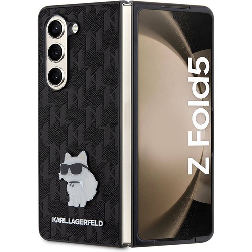 Samsung Galaxy Z Fold 5 Uyumlu Kılıf Karl Lagerfeld Orjinal Lisanslı KL Desenli Choupette İkonik Saffiano Kapak