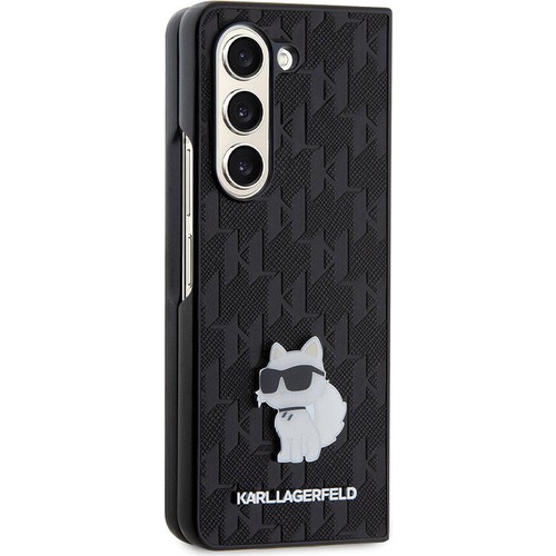 Samsung Galaxy Z Fold 5 Uyumlu Kılıf Karl Lagerfeld Orjinal Lisanslı KL Desenli Choupette İkonik Saffiano Kapak