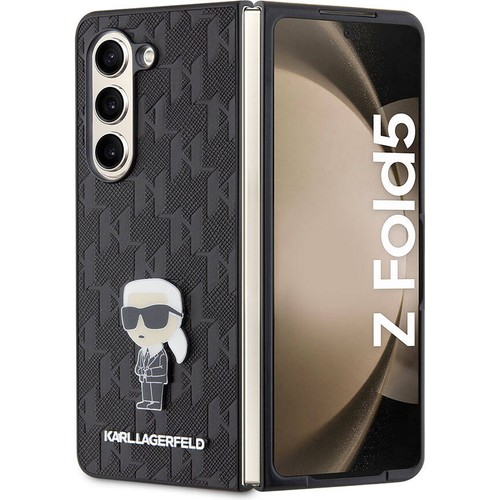 Samsung Galaxy Z Fold 5 Uyumlu Kılıf Karl Lagerfeld Orjinal Lisanslı KL Desenli Karl İkonik Saffiano Kapak