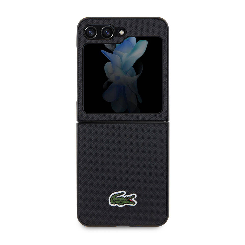 Samsung Galaxy Z Flip 5 Uyumlu Kılıf Lacoste Orjinal Lisanslı PU Pike Desenli Arka Yüzey İkonik Timsah Dokuma Logolu Kapak - 1