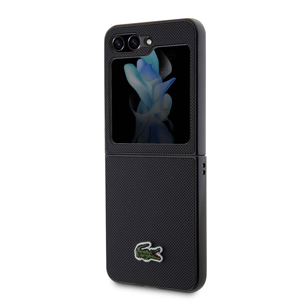 Samsung Galaxy Z Flip 5 Uyumlu Kılıf Lacoste Orjinal Lisanslı PU Pike Desenli Arka Yüzey İkonik Timsah Dokuma Logolu Kapak - 5