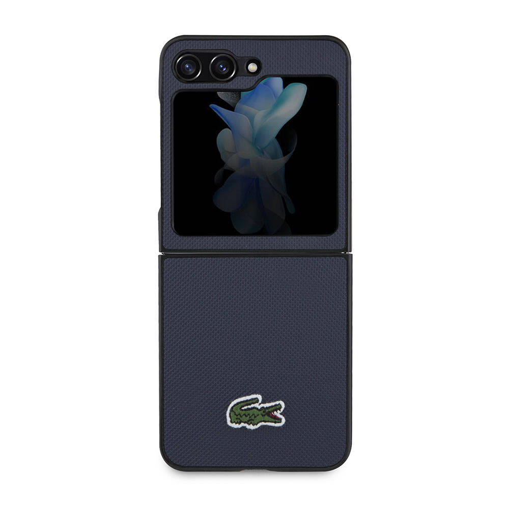 Samsung Galaxy Z Flip 5 Uyumlu Kılıf Lacoste Orjinal Lisanslı PU Pike Desenli Arka Yüzey İkonik Timsah Dokuma Logolu Kapak - 8