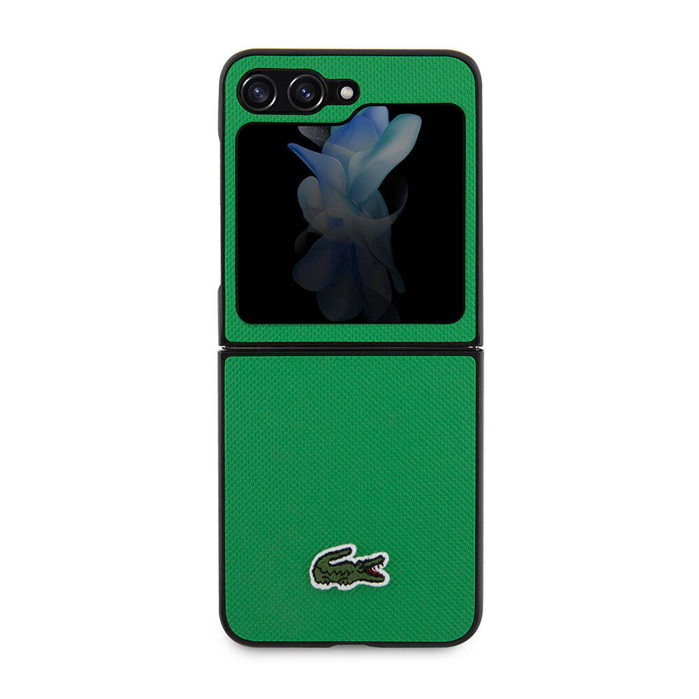 Samsung Galaxy Z Flip 5 Uyumlu Kılıf Lacoste Orjinal Lisanslı PU Pike Desenli Arka Yüzey İkonik Timsah Dokuma Logolu Kapak - 14