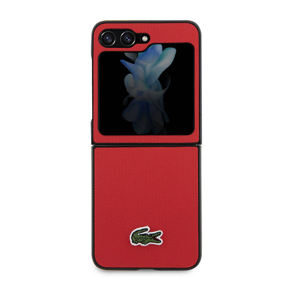 Samsung Galaxy Z Flip 5 Uyumlu Kılıf Lacoste Orjinal Lisanslı PU Pike Desenli Arka Yüzey İkonik Timsah Dokuma Logolu Kapak - 21
