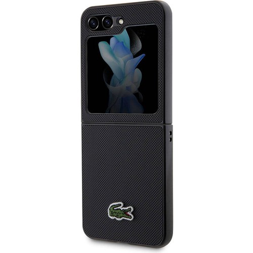 Samsung Galaxy Z Flip 5 Uyumlu Kılıf Lacoste Orjinal Lisanslı PU Pike Desenli Arka Yüzey İkonik Timsah Dokuma Logolu Kapak