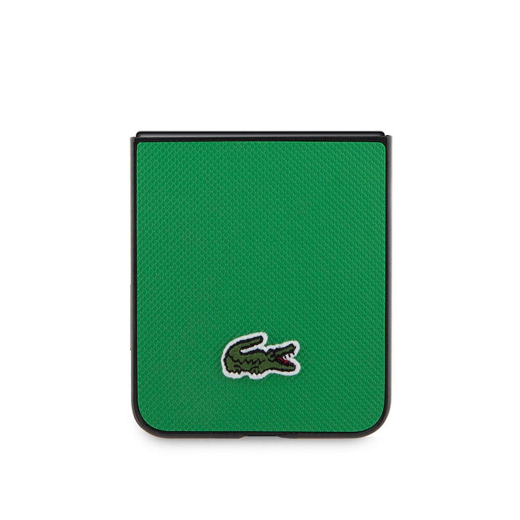 Samsung Galaxy Z Flip 5 Uyumlu Kılıf Lacoste Orjinal Lisanslı PU Pike Desenli Arka Yüzey İkonik Timsah Dokuma Logolu Kapak