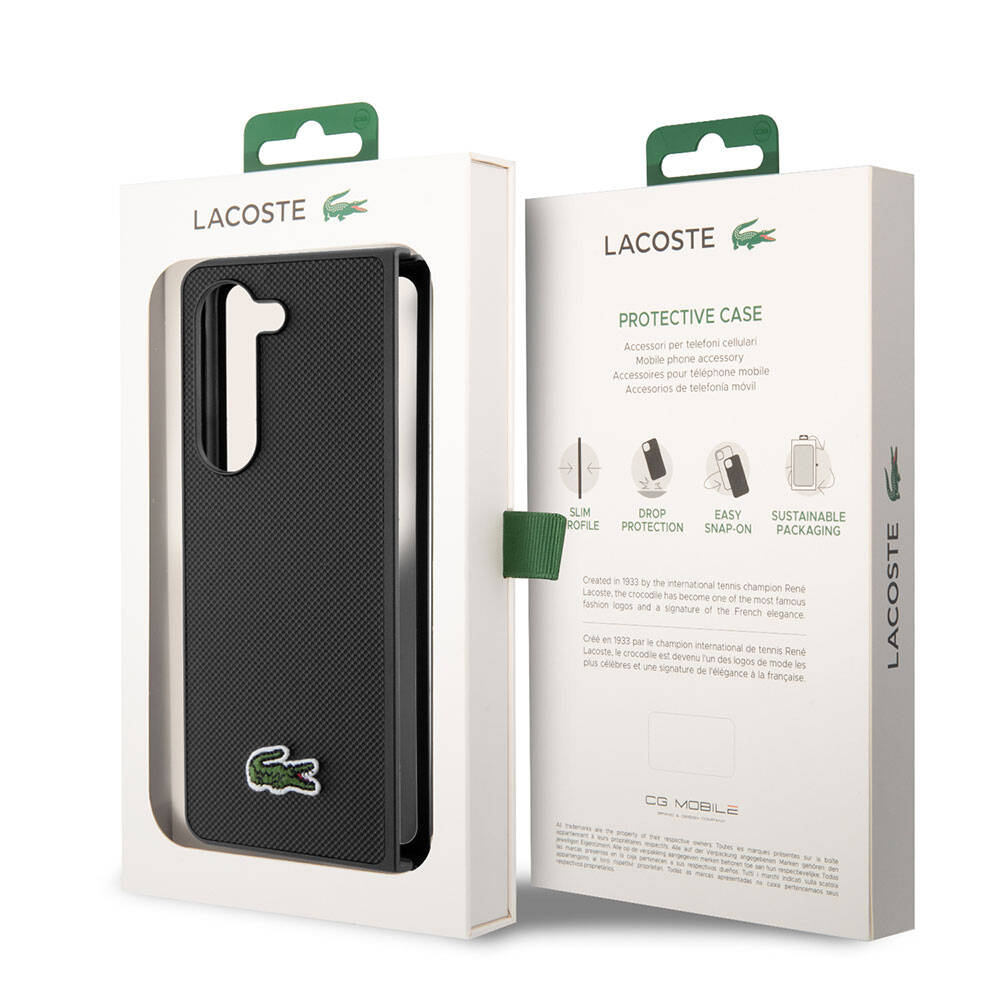 Samsung Galaxy Z Fold 5 Uyumlu Kılıf Lacoste Orjinal Lisanslı PU Pike Desenli Arka Yüzey İkonik Timsah Dokuma Logolu Kapak - 6