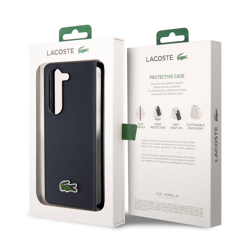 Samsung Galaxy Z Fold 5 Uyumlu Kılıf Lacoste Orjinal Lisanslı PU Pike Desenli Arka Yüzey İkonik Timsah Dokuma Logolu Kapak - 12