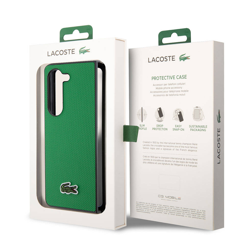 Samsung Galaxy Z Fold 5 Uyumlu Kılıf Lacoste Orjinal Lisanslı PU Pike Desenli Arka Yüzey İkonik Timsah Dokuma Logolu Kapak - 18