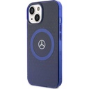 Apple iPhone 15 Uyumlu Kılıf Mercedes Benz Orjinal Lisanslı Magsafe Şarj Özellikli Çift Katmanlı Mavi Yıldız Desenli Kapak