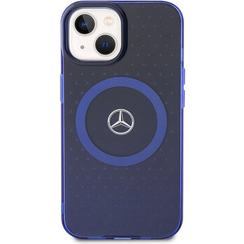 Apple iPhone 15 Uyumlu Kılıf Mercedes Benz Orjinal Lisanslı Magsafe Şarj Özellikli Çift Katmanlı Mavi Yıldız Desenli Kapak