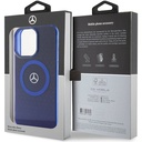 Apple iPhone 15 Pro Max Uyumlu Kılıf Mercedes Benz Orjinal Lisanslı Magsafe Şarj Özellikli Çift Katmanlı Mavi Yıldız Desenli Kapak