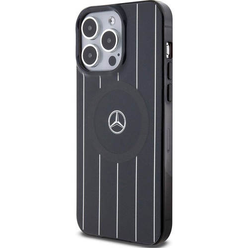 Apple iPhone 15 Pro Max Uyumlu Kılıf Mercedes Benz Orjinal Lisanslı Magsafe Şarj Özellikli Çift Katmanlı Paralel Çizgi Desenli Kapak