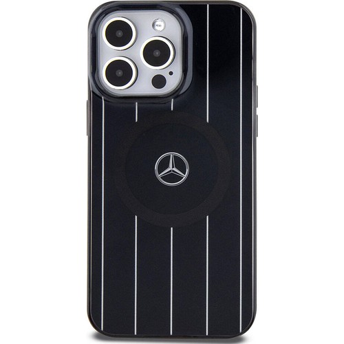 Apple iPhone 15 Pro Max Uyumlu Kılıf Mercedes Benz Orjinal Lisanslı Magsafe Şarj Özellikli Çift Katmanlı Paralel Çizgi Desenli Kapak