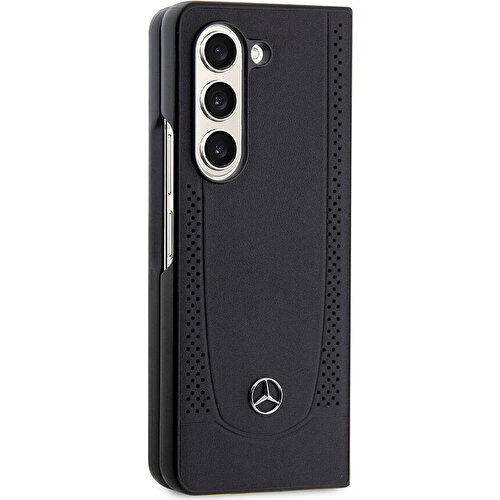 Samsung Galaxy Z Fold 5 Uyumlu Kılıf Mercedes Benz Orjinal Lisanslı Metal Yıldız Logolu Urban Deri Kapak