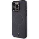 Apple iPhone 15 Pro Max Uyumlu Kılıf Mercedes Benz Orjinal Lisanslı Magsafe Şarj Özellikli Metal Yıldız Logolu Pürüzsüz Deri Kapak
