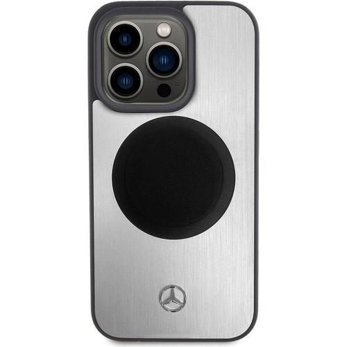 Apple iPhone 15 Pro Uyumlu Kılıf Mercedes Benz Orjinal Lisanslı Magsafe Şarj Özellikli Alüminyum Arka Yüzey Metal Yıldız Logolu Kapak