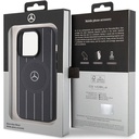 Apple iPhone 15 Pro Uyumlu Kılıf Mercedes Benz Orjinal Lisanslı Magsafe Şarj Özellikli Baskı Logolu Paralel Çizgi Desenli Deri Kapak