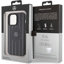 Apple iPhone 15 Pro Max Uyumlu Kılıf Mercedes Benz Orjinal Lisanslı Magsafe Şarj Özellikli Baskı Logolu Paralel Çizgi Desenli Deri Kapak