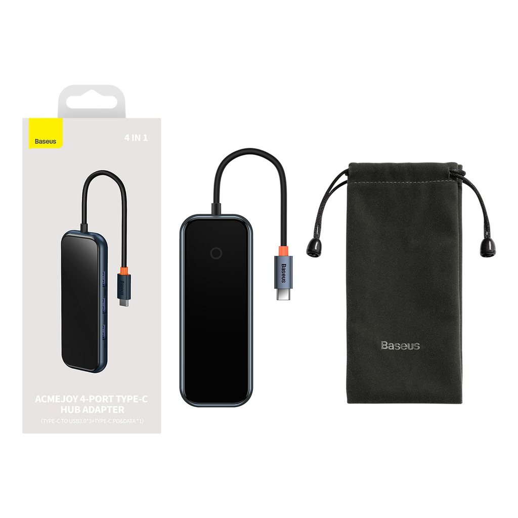 Baseus AcmeJoy Serisi 4 in 1 Çevirici Dönüştürücü HUB USB-C to 3xUSB 3.0 + USB-C PD
