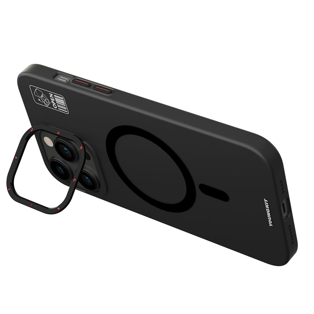 Apple iPhone 14 Pro Uyumlu Kılıf Magsafe Şarj Özellikli Standlı YoungKit Hermit Bracket Serisi Kapak - 5