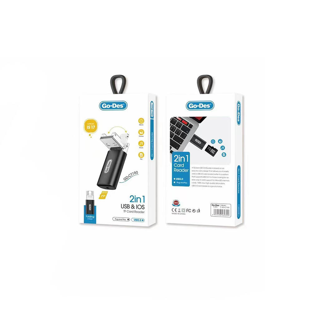 Go Des GD-CT190 TF to USB-A/Lightning 2in1 OTG Hafıza Kart Okuyucu - 1