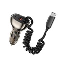 Wiwu Wi-QC016 Geek Serisi Type-C + Type-C Kablolu + USB-A Hızlı Şarj Özellikli Transparan Tasarımlı Araç Şarj Aleti 90W - 3