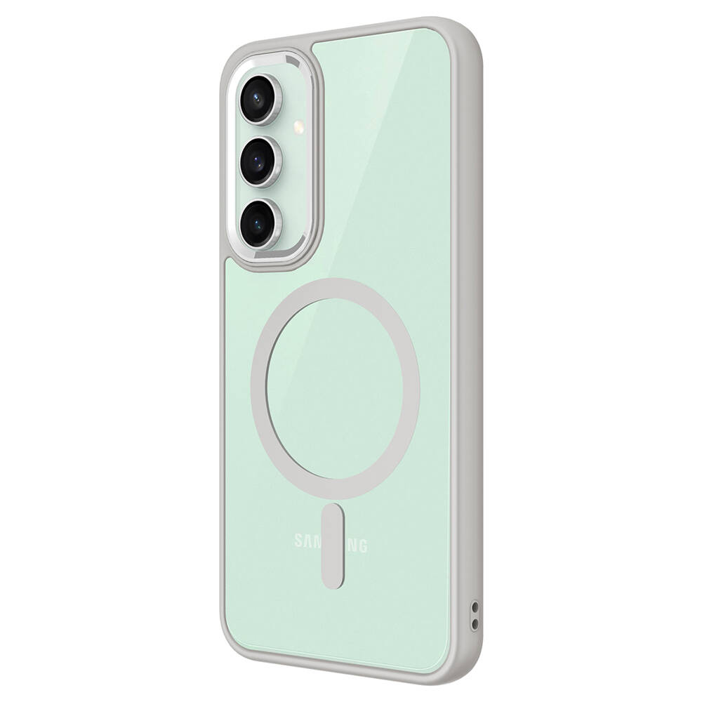 Samsung Galaxy S23 FE Uyumlu Kılıf Wireless Şarj Özellikli Zore Krom Magsafe Silikon Kapak - 3