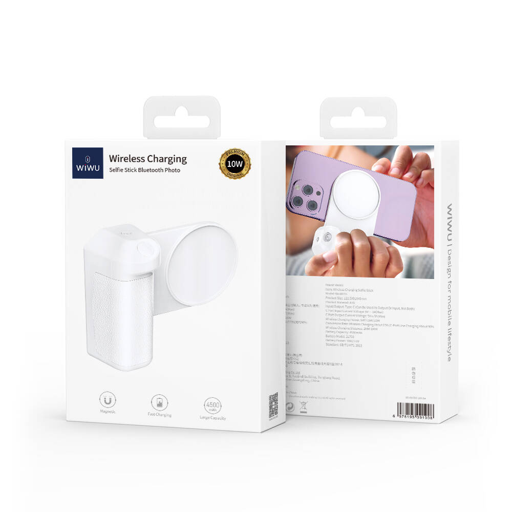 Wiwu Wi-W016 Wireless Şarj ve Bluetooth Selfie Özellikli Kamera Tutamaçlı Powerbank 10W 4500mAh - 3