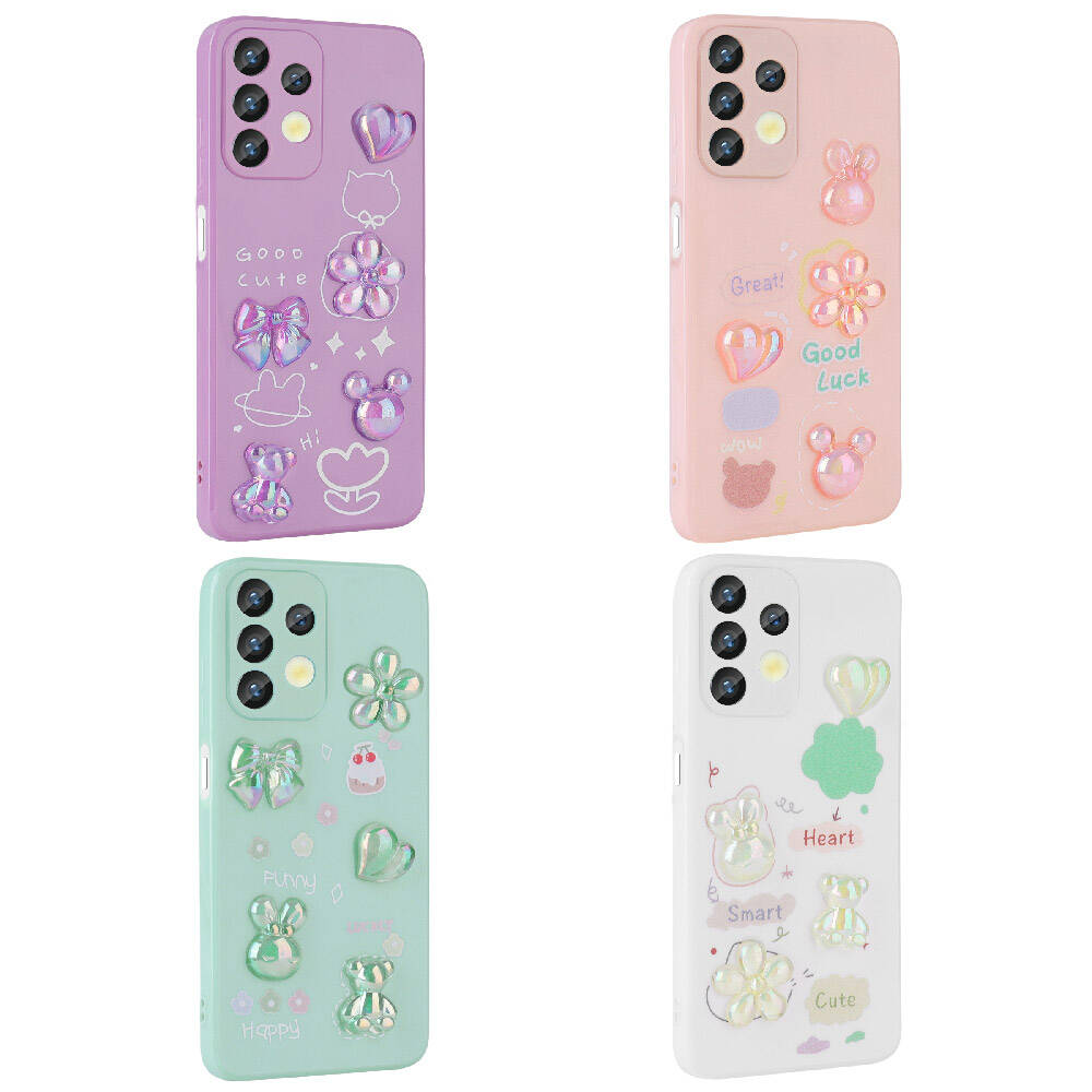 Samsung Galaxy A32 4G Uyumlu Kılıf Kabartma Figürlü Parlak Zore Toys Silikon Kapak - 1