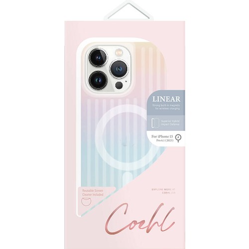 Apple iPhone 15 Pro Uyumlu Kılıf Magsafe Şarj Özellikli Parlayan Arka Yüzey Coehl Linear Kapak