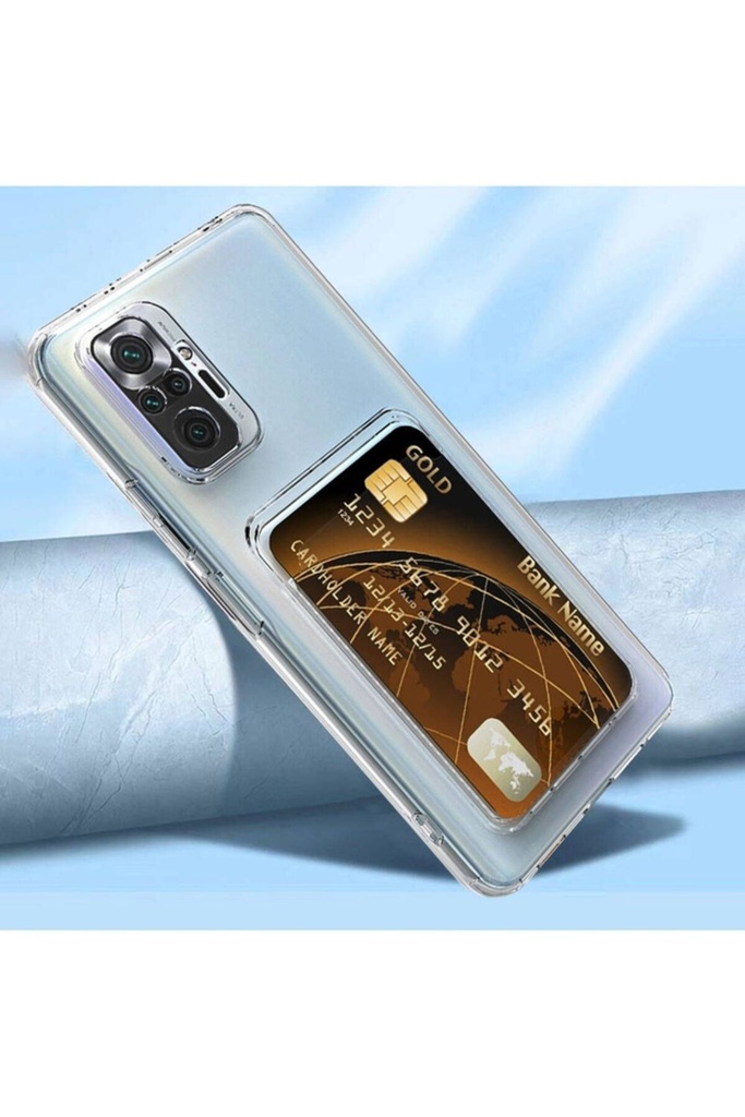 Xiaomi Redmi Note 10 Pro Uyumlu Kılıf Kartlıklı Şeffaf Zore Setra Clear Silikon Kapak