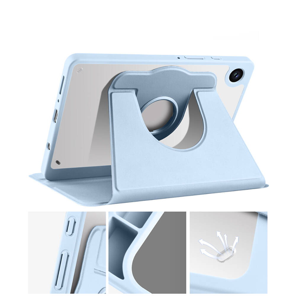 Samsung Galaxy Tab A9 Plus Uyumlu Kılıf Zore Termik Kalem Bölmeli Dönebilen Standlı Kılıf - 17