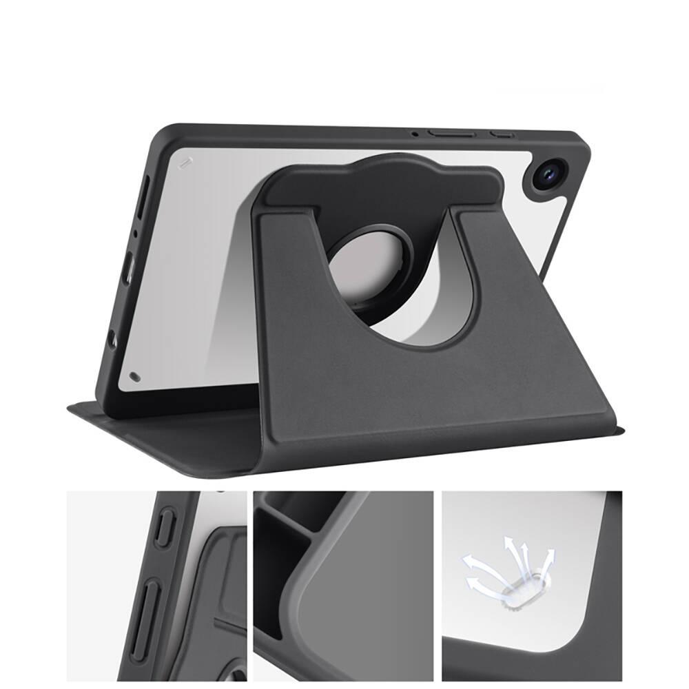 Samsung Galaxy Tab A9 Plus Uyumlu Kılıf Zore Termik Kalem Bölmeli Dönebilen Standlı Kılıf - 19