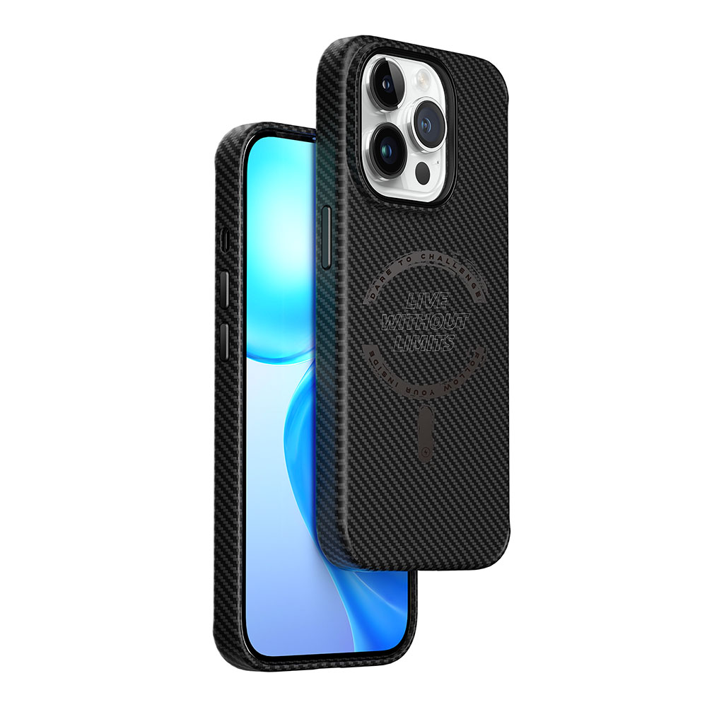 Apple iPhone 15 Pro Uyumlu Kılıf Wiwu LCC-107 Karbon Fiber Magsafe Şarj Özellikli Kamera Korumalı Kabon Kapak - 2