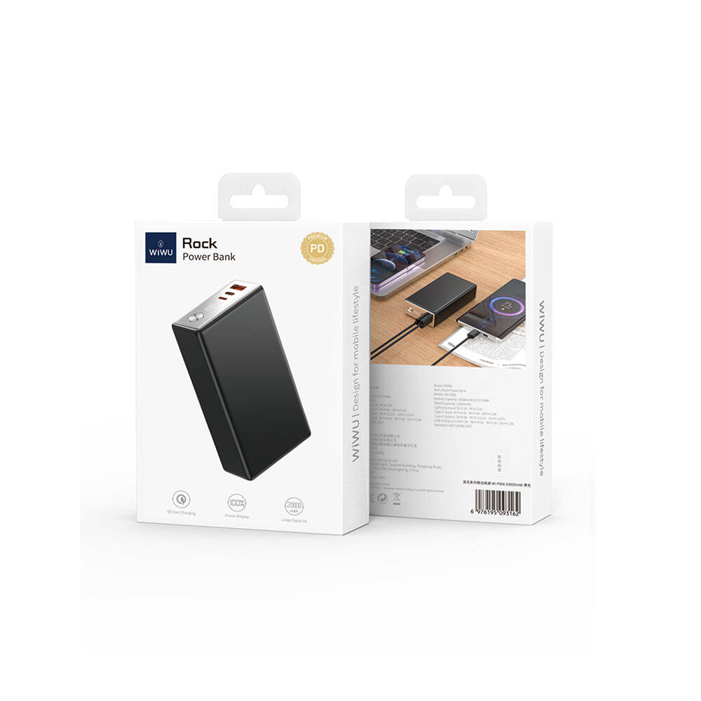 Wiwu Wi-P006 Rock LED Ekranlı Taşınabilir Powerbank PD 20W 20000mAh - 6