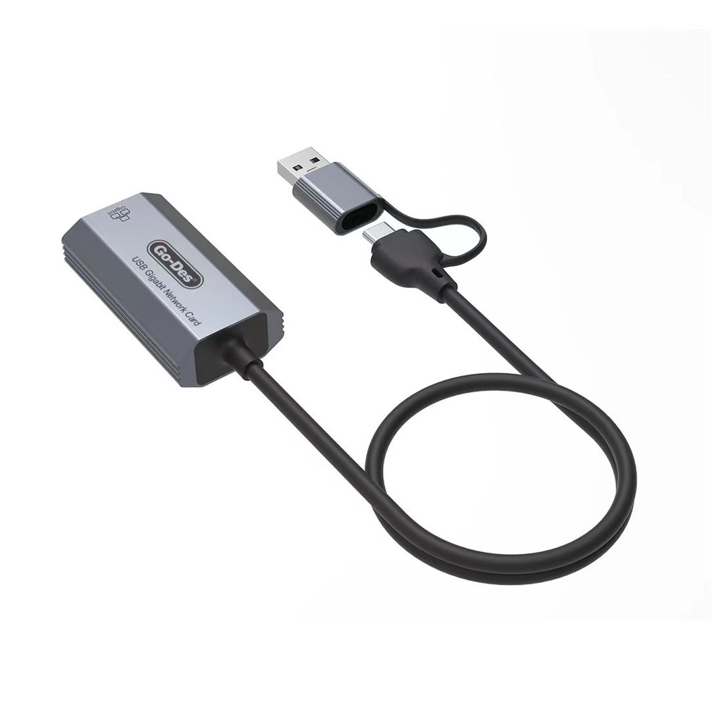 Go Des GD-6836 RJ45 to Type-C ve USB-A Gigabit Ethernet Dönüştürücü Kablo 1000Mbps 50cm - 3