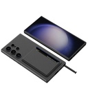 Samsung Galaxy S24 Ultra Uyumlu Suni Deri Arka Yüzey Sürgülü Kamera Korumalı Zore Kartlıklı Kıpta Silikon Kapak - 4