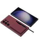 Samsung Galaxy S24 Ultra Uyumlu Suni Deri Arka Yüzey Sürgülü Kamera Korumalı Zore Kartlıklı Kıpta Silikon Kapak - 3