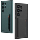 Samsung Galaxy S24 Ultra Uyumlu Suni Deri Arka Yüzey Sürgülü Kamera Korumalı Zore Kartlıklı Kıpta Silikon Kapak - 5