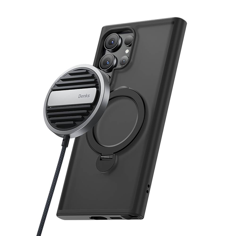 Samsung Galaxy S24 Ultra Uyumlu Kılıf Magsafe Şarj Özellikli Benks Standlı Mist Protective Kapak - 1