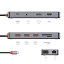 Wiwu CB011 Cyber 11 in 1 Type-C Hub 100W Şarj Destekli Şeffaf Görünümlü SD Kart-RJ45-Hdmi-VGA-Usb Çoğaltıcı - 2