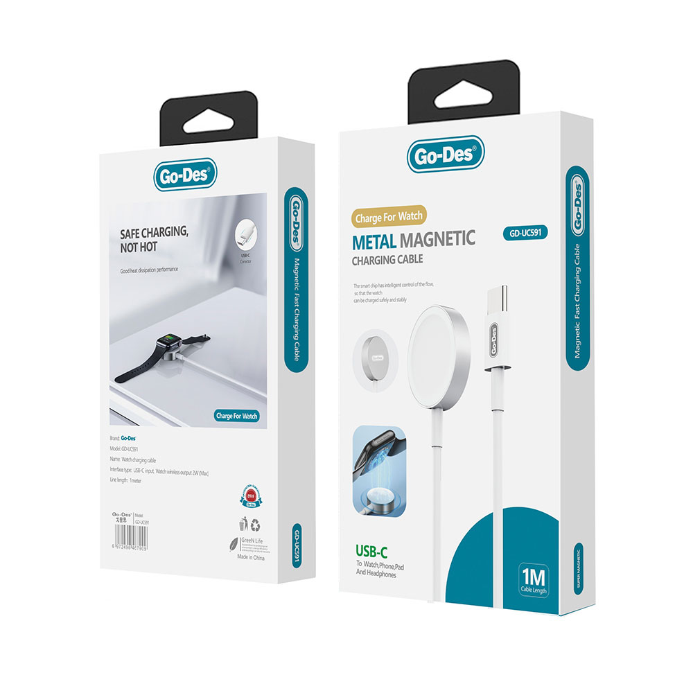 Go Des GD-UC591 Apple Watch Serisi Akıllı Saat Wireless Type-C Şarj Kablosu - 1